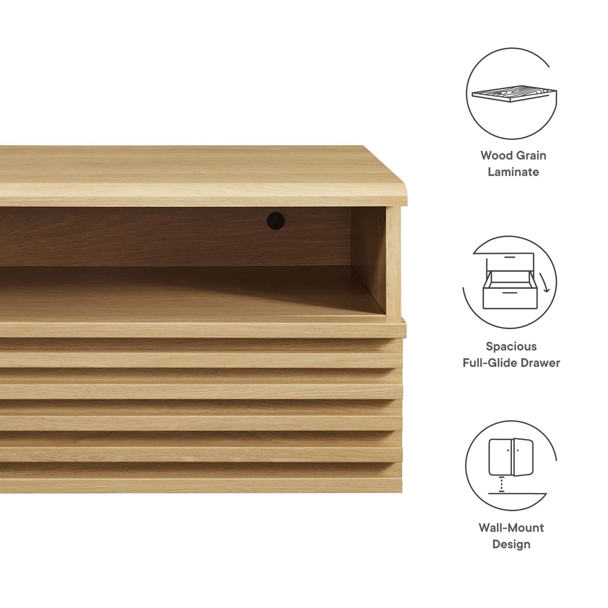 Wood Grain Laminate  
Spacious Full-Glide Drawer  
Wall-Mount Design