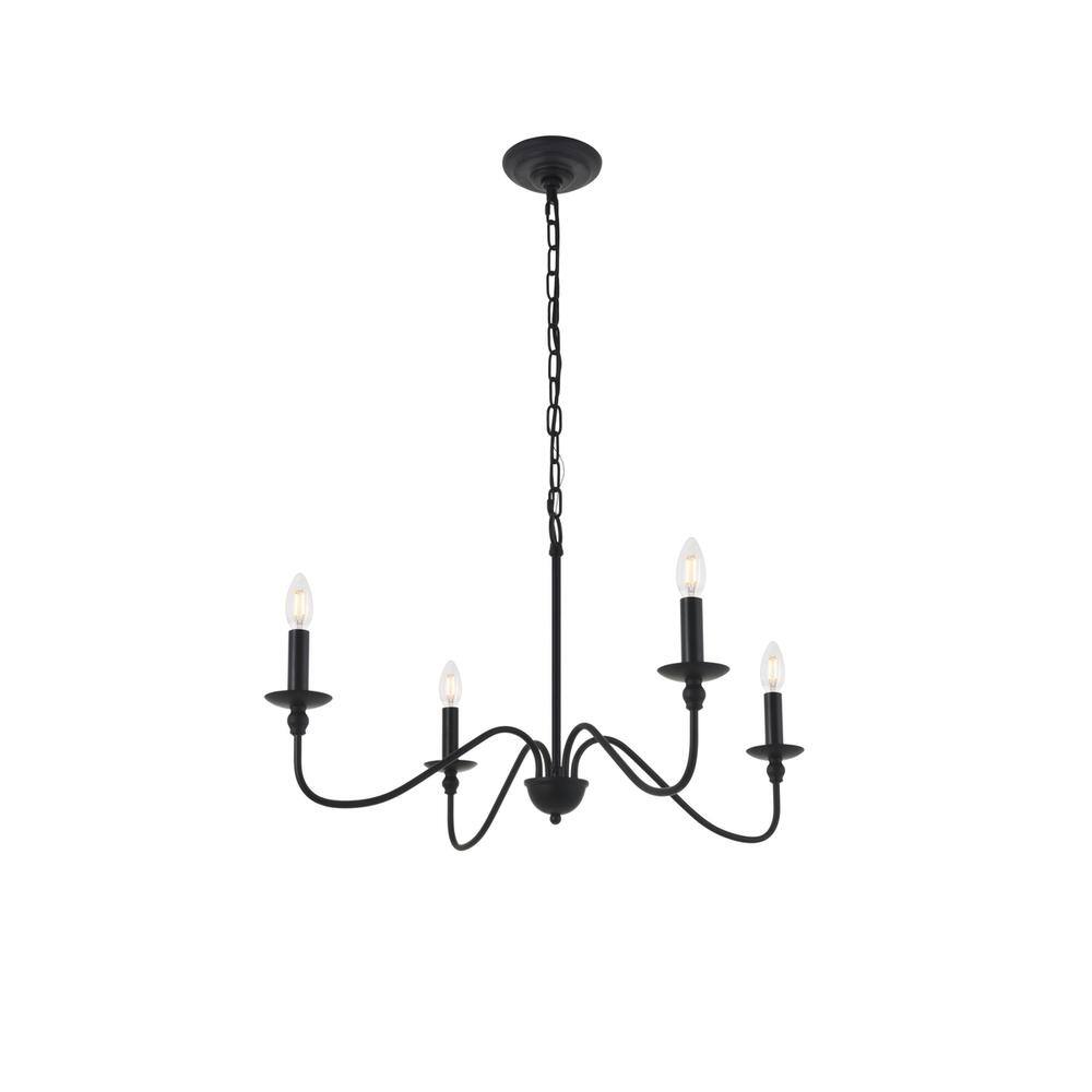 Alt View 4. Living District - Rohan 4 light Matte Black Pendant - Matte Black.