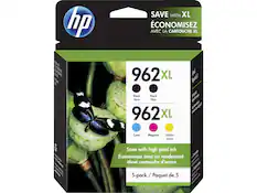 hp SAVE WITH XL CONOMISEZ AVEC LA CARTOUCHE XL
962XL
Black Noir
962XL
Cyan Magenta Yellow Jaune
Save with high yield ink économisez avec un rendement élevé cartouche d'encre
5-pack / Paquet de 5