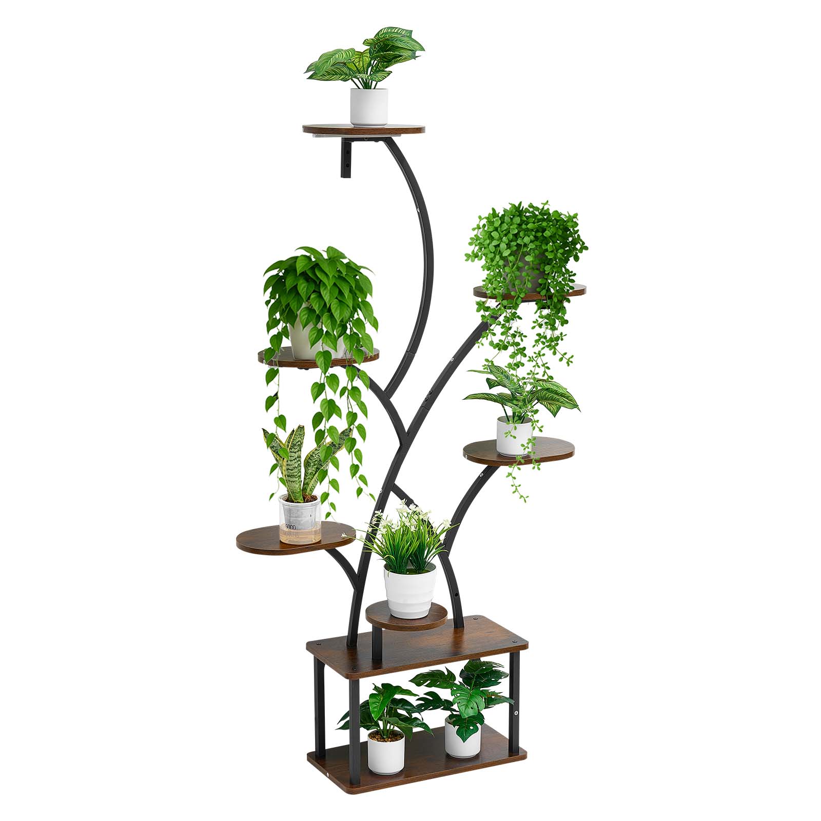 Alt View 5. VEVOR - Plant Stand Indoor with Grow Lights, 62 in Tall 8-Tier Lighted Plant Shelf, Metal Corner Plants Holder, 3 Timer - Brown + Black.