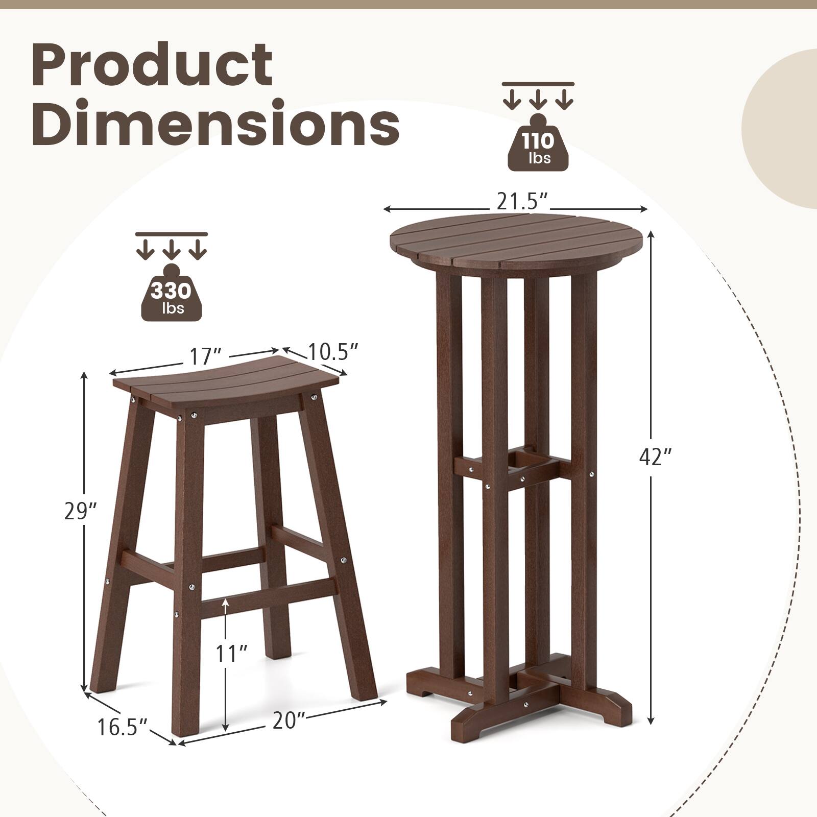 Product Dimensions: 110 lbs, 21.5", 330 lbs, 17", 10.5", 42", 29", 11", 16.5", 20"