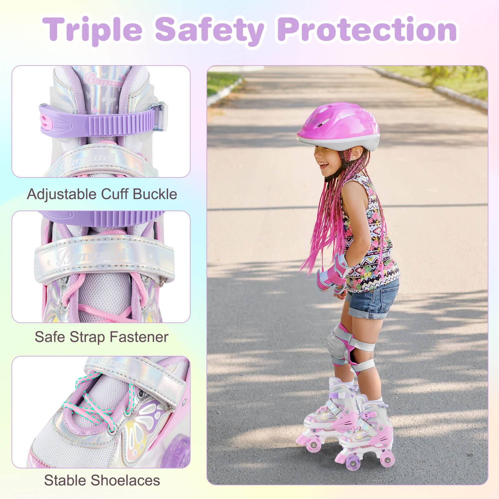 Triple Safety Protection

- Adjustable Cuff Buckle
- Safe Strap Fastener
- Stable Shoelaces