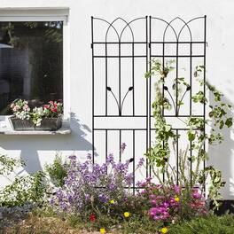 Loheer - Rustproof Metal Garden Trellis 2 Pack 5.9 ft x 1.48 ft for Climbing Plants Outdoor