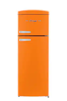 Unique Appliances - Classic Retro 7.5cu.ft Compact Top Freezer Refrigerator - Creamscicle Orange