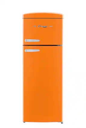 Front. Unique Appliances - Classic Retro 7.5cu.ft Compact Top Freezer Refrigerator - Creamscicle Orange.