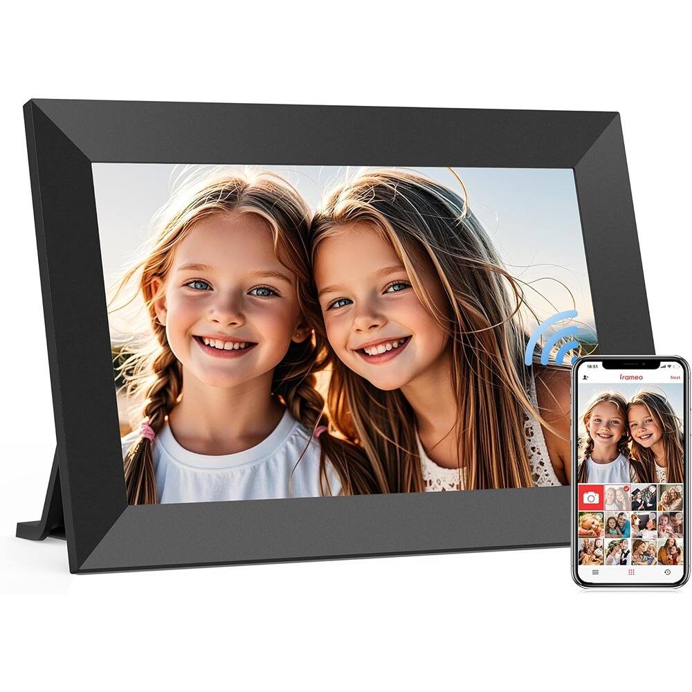 Front. MOSZAR LLC - Frameo 10.1" WiFi Digital Photo Frame, 32GB, HD IPS Touch Screen, Auto-Rotate, Wall Mountable.