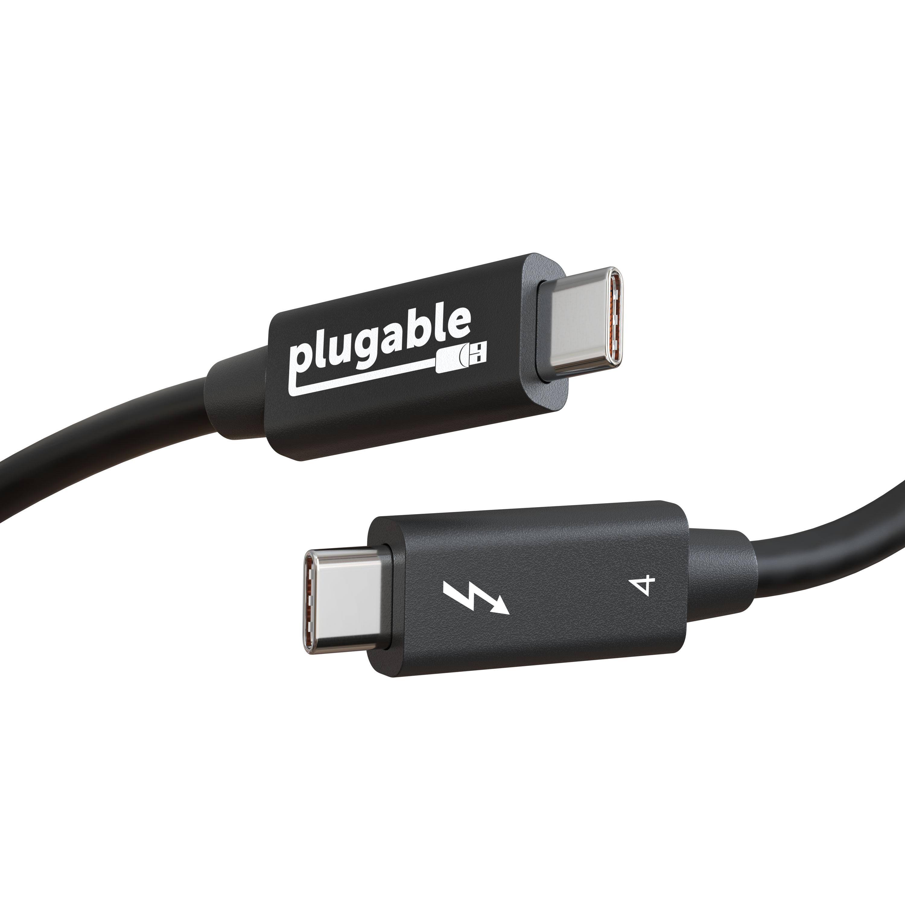 Front. Plugable - Thunderbolt 4 Cable - 3.3ft USB4 Cable with 100W Charging, Single 8K or Dual 4K Displays, 40Gbps Data Transfer - Black.