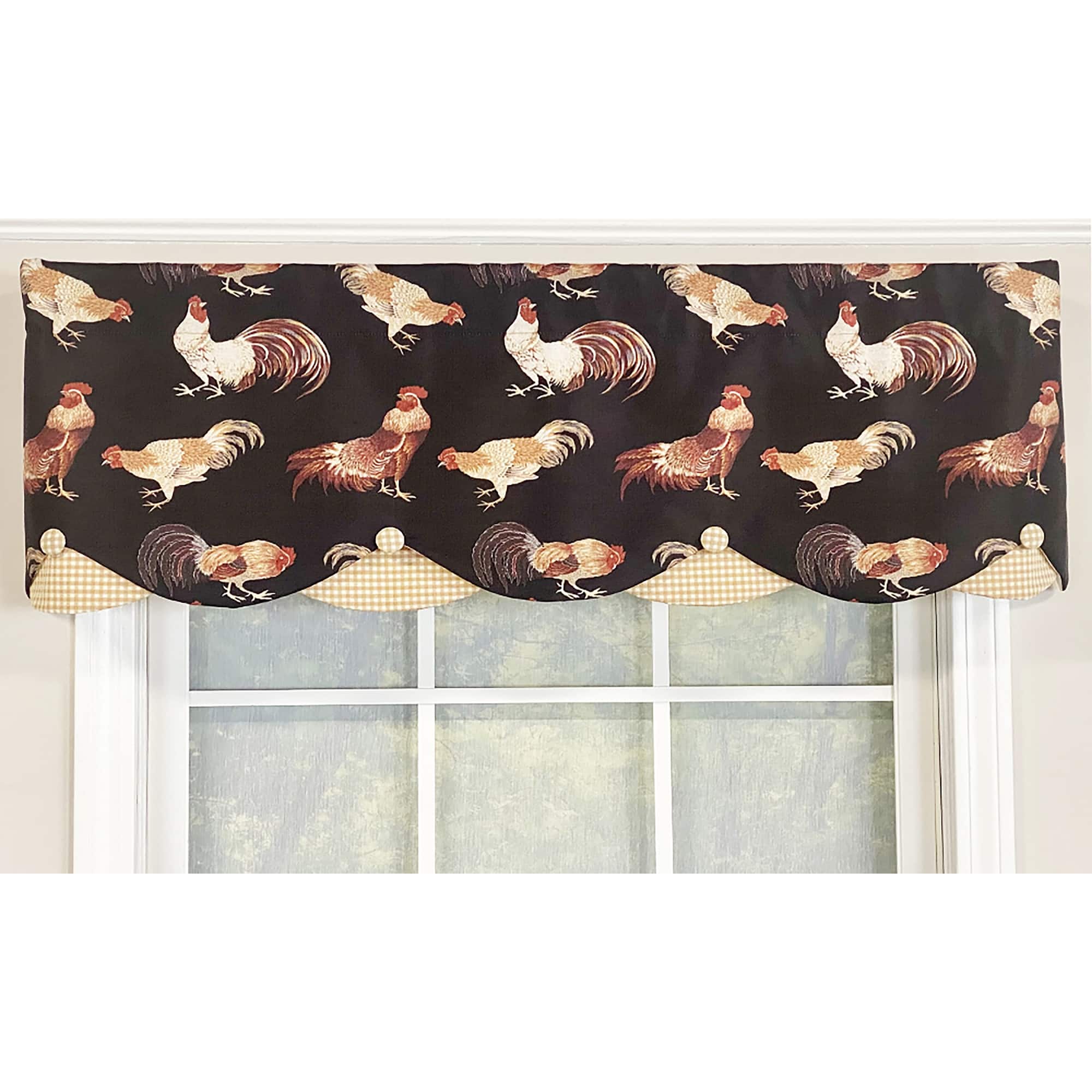 RLF Home - Cockadoodle Petticoat 3"Rod Pocket Window Valance 50" x 15" - Black