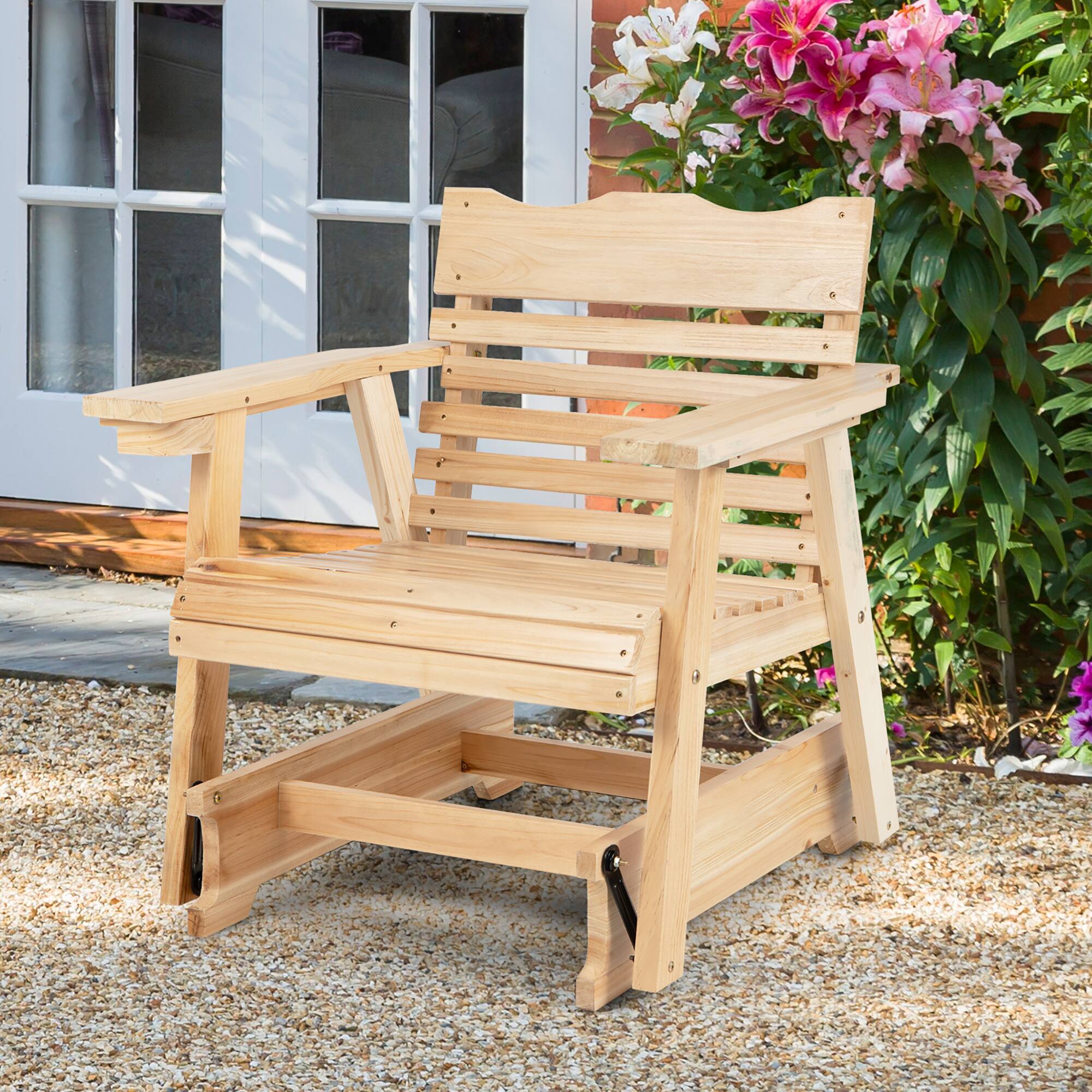 Alt View 1. Costway - Costway Patio Outdoor Wood Slat Rocking Chair Porch Rocker Curved Seat 330 Lbs Natural - Natural.