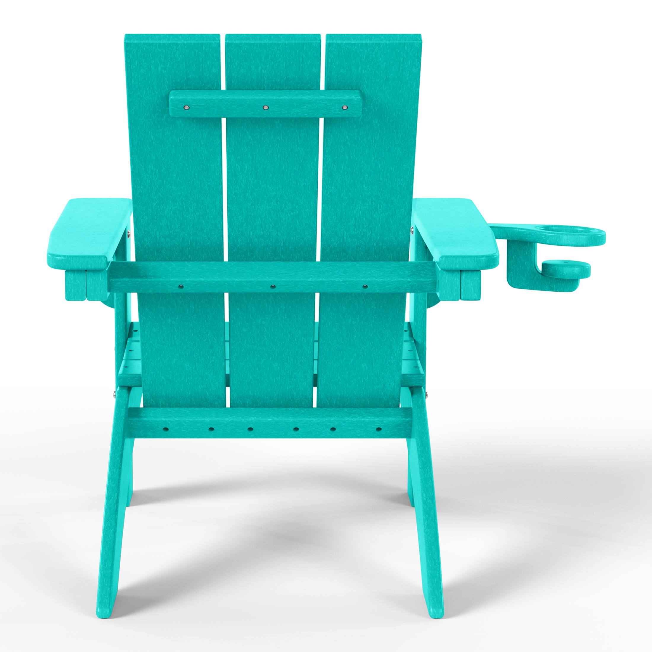 Alt View 2. WestinTrends - WestinTrends Ashore Kids Outdoor HDPE Plastic Modern Adirondack Patio Chairs with Cup Holders (Set of 2) - Turquoise.