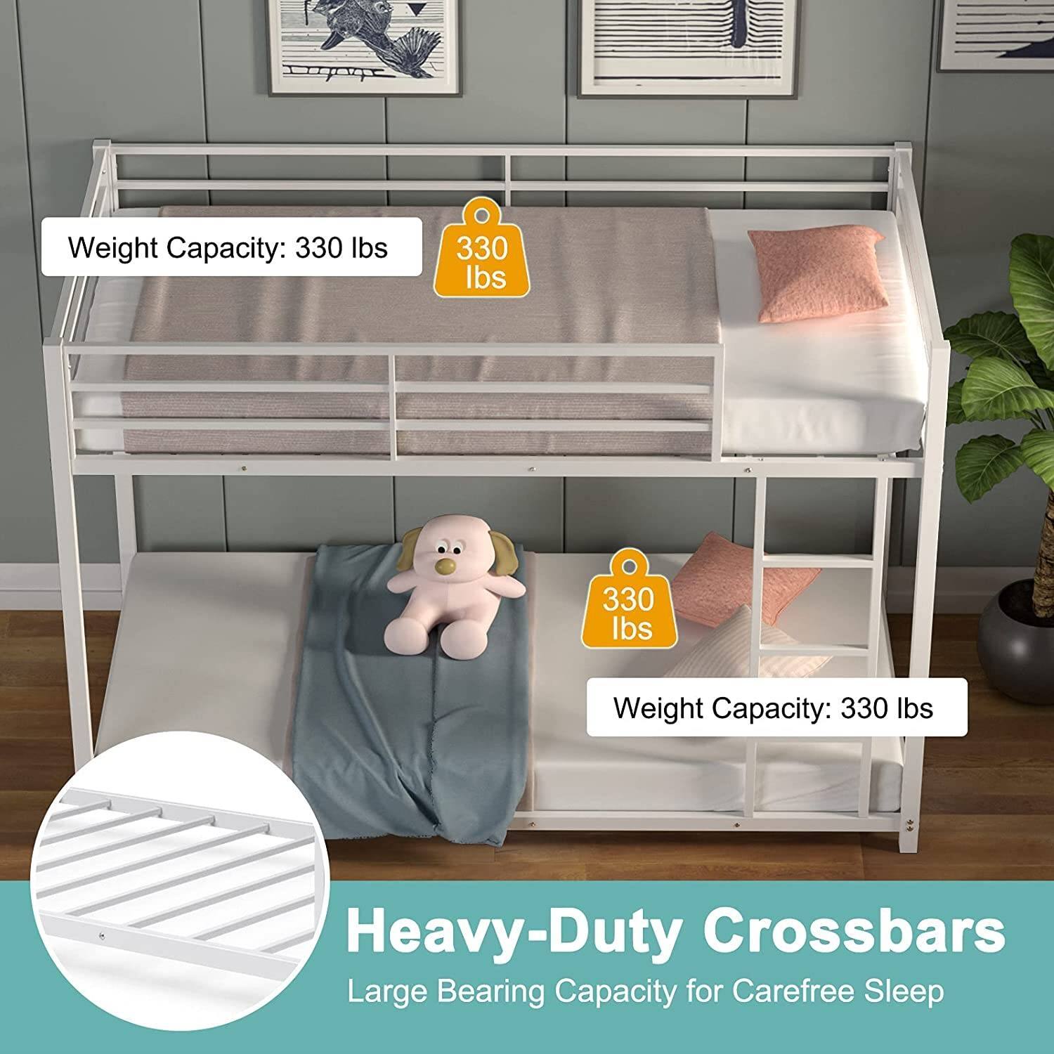 Weight Capacity: 330 lbs, Weight Capacity: 330 lbs, Weight Capacity: 330 lbs, Heavy-Duty Crossbars, Large Bearing Capacity for Carefree Sleep