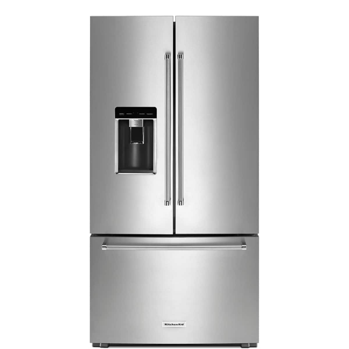 KitchenAid - 23.8 cu. ft. 36" Counter-Depth French Door Platinum Interior Refrigerator with PrintShield Finish - Stainless Steel with PrintShieldâ„¢ Finish - Front_Zoom