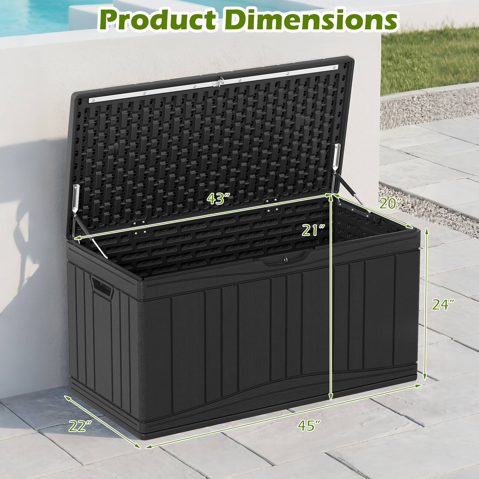 Product Dimensions: 43" x 20" x 21" x 24" x 22" x 45"