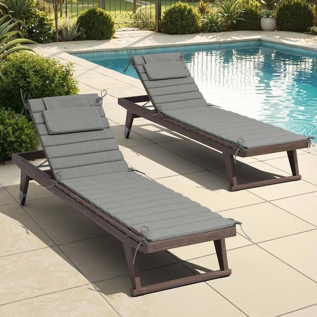 Alt View 7. Crestlive Products - Crestlive Products 2pc 72in Outdoor Foldable Water Resistant Chaise Lounge Chair Cushion with Ties Patio cushion - Light gray.