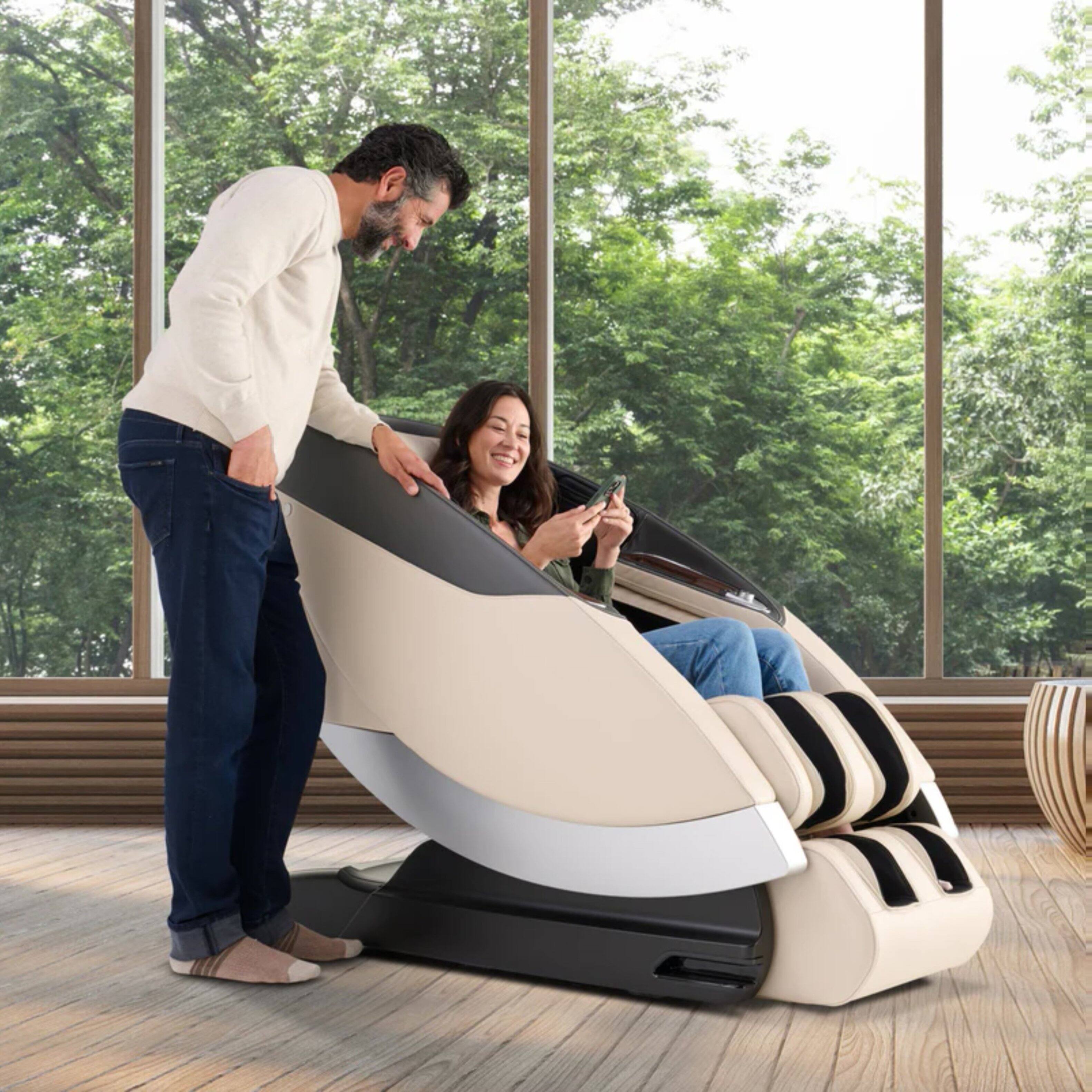 Angle. Human Touch - Human Touch Super Novo 2.0 3D/4D Massage Chair - Zero Gravity, Heat, Foot & Calf, JBL Audio, App Control - Cream.