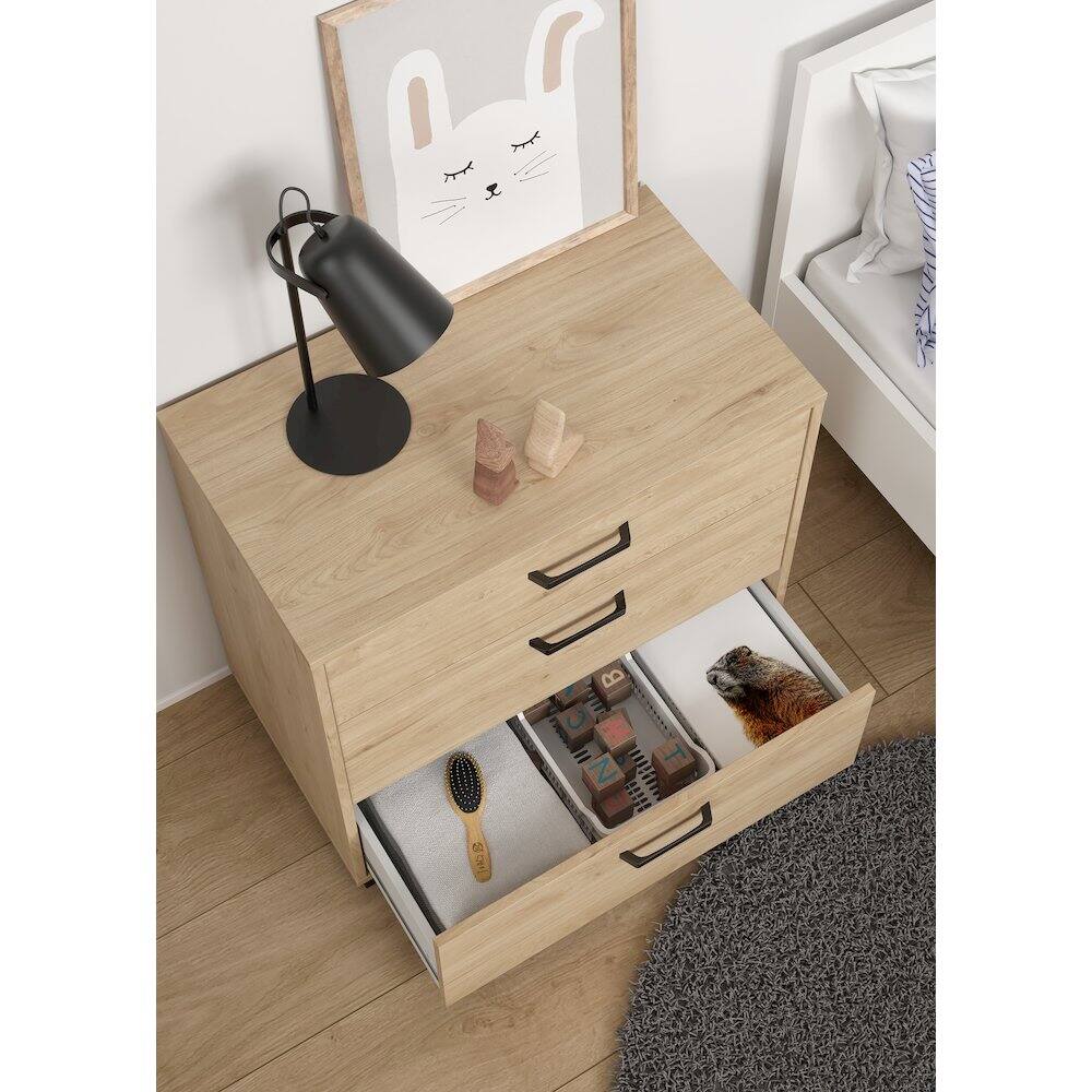 Alt View 4. Tvilum - Sofia 3 Drawer Chest, Jackson Hickory - Brown.