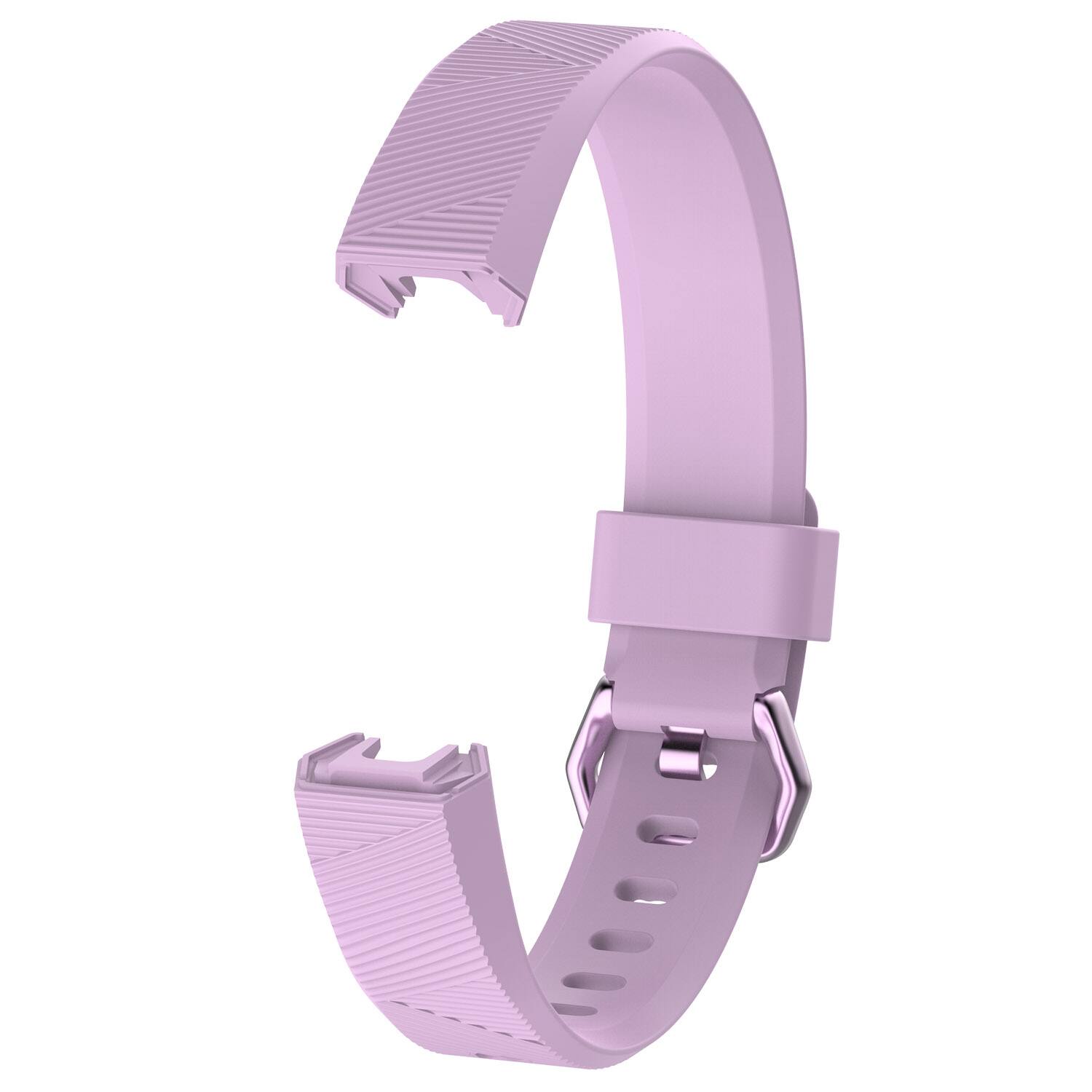Left. StrapsCo - Active Band Rubber Watch Strap For Fitbit Alta (Short-Medium) - Light Purple.