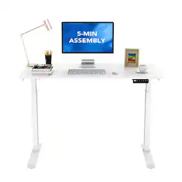 FlexiSpot - 48"W Electric Height Adjustable Standing Desk, with Programmable Controls & Anti-Collision - White