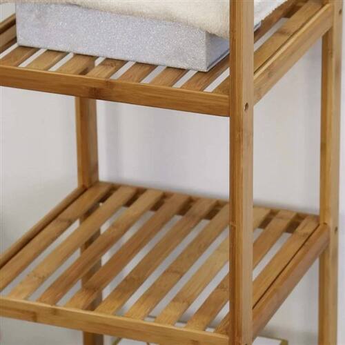 Alt View 1. SlickBlue - 4-Tier Solid Wood Bathroom Shelving Unit for Storage - Natural.