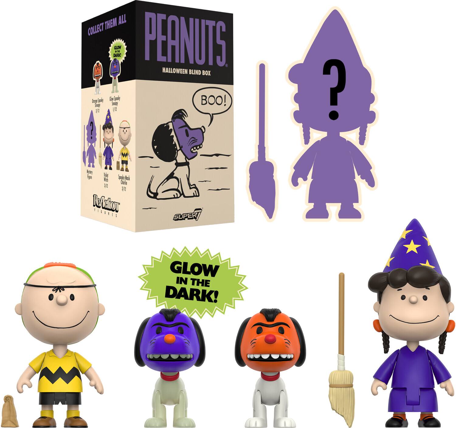 Super7 - Peanuts - Reaction Blind Box Wv7 - Halloween 12pc Flat - COLLECTIBLES