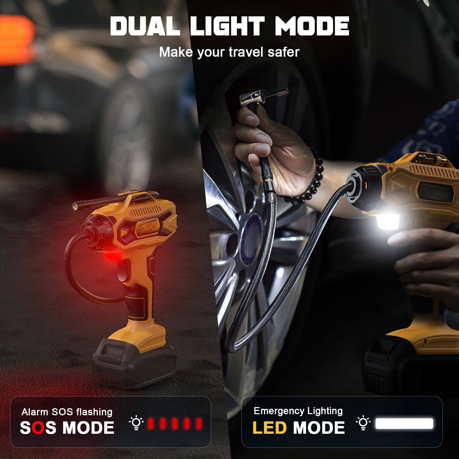 DUAL LIGHT MODE  
Make your travel safer  

Alarm SOS flashing  
SOS MODE  

Emergency Lighting  
LED MODE