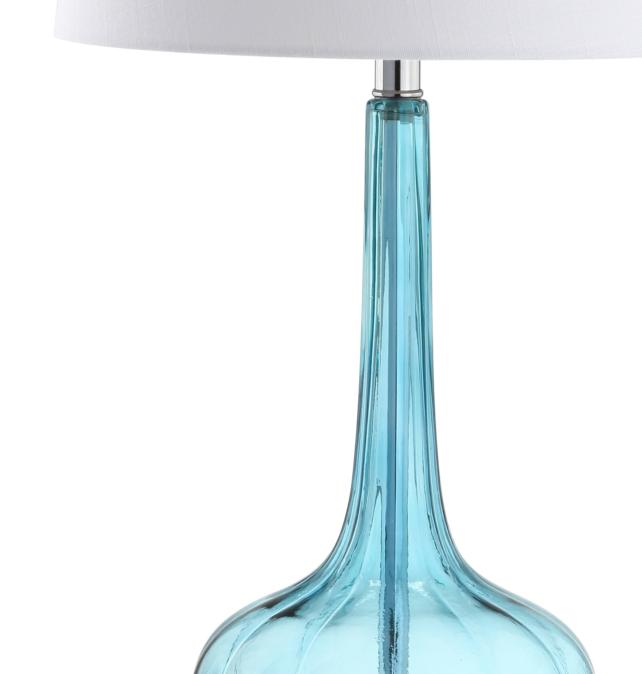 Alt View 6. Jonathan Y - Bette 28.5" Glass Teardrop LED Table Lamp, Aqua (Set of 2) - Aqua.