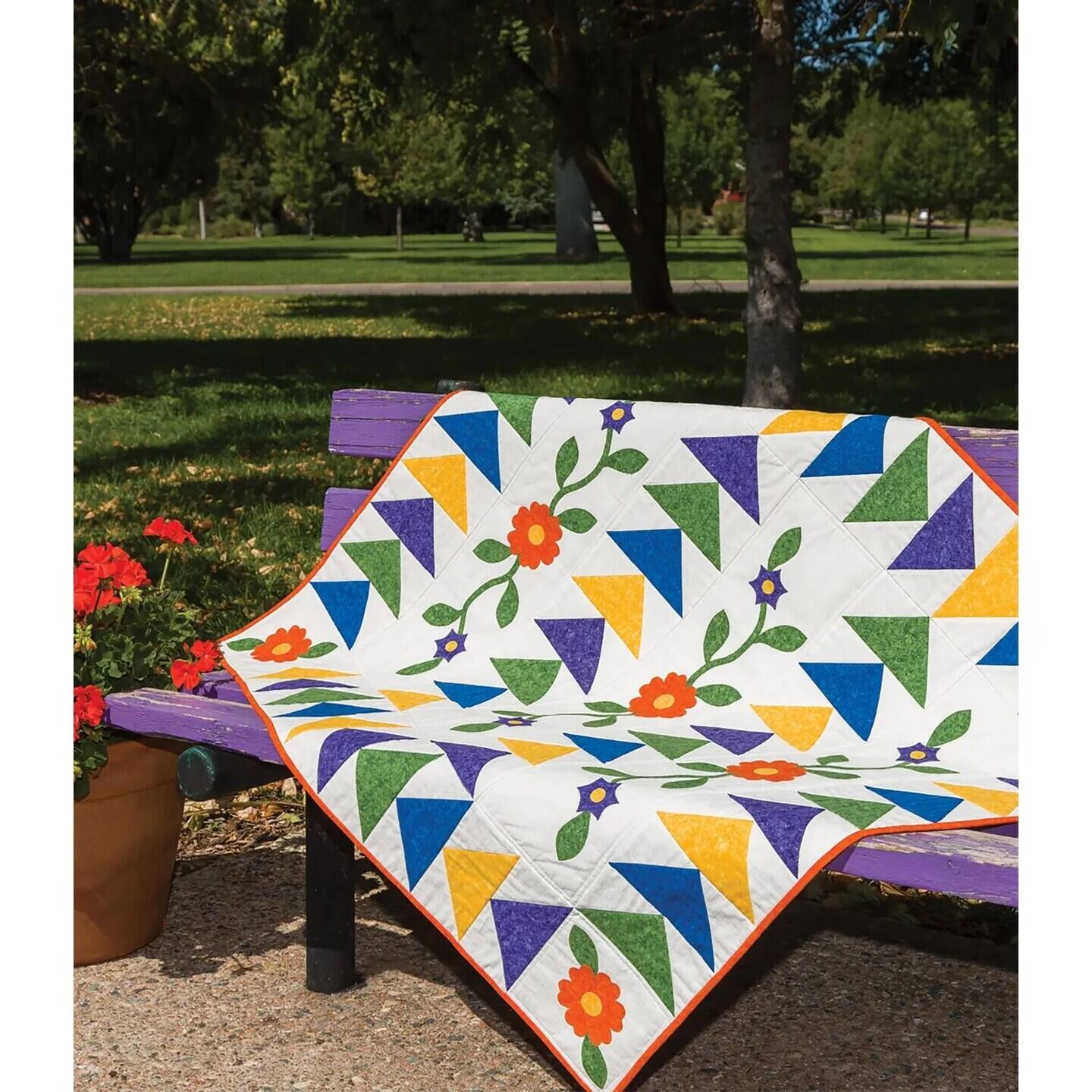 Alt View 1. AccuQuilt - AccuQuilt GO! Round Flower Die – Appliqué Flower Shapes with Stem, Leaf & Centers - Multicolor.