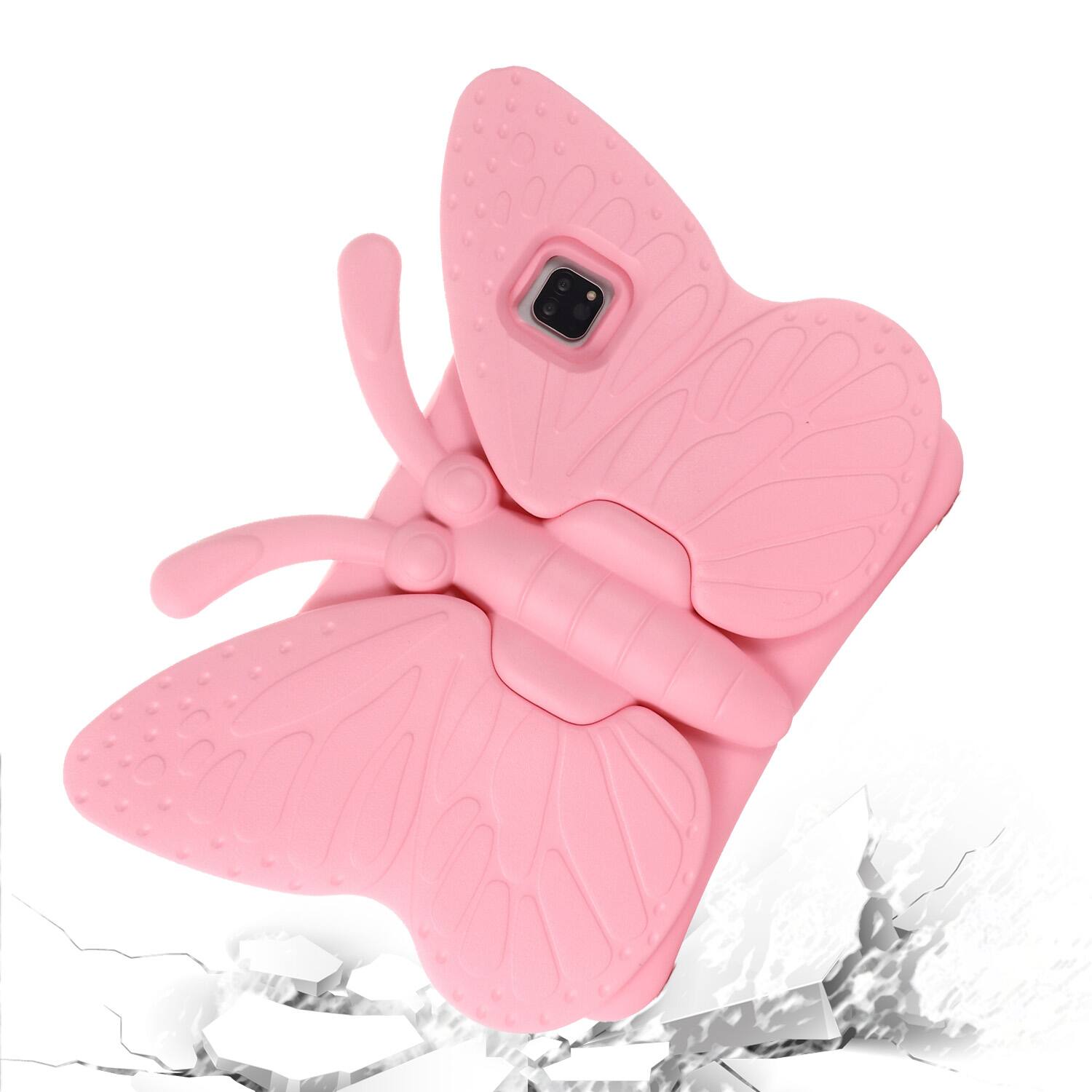 Angle. Dteck - For Apple iPad (A16) 11" 2025 /10th Gen 2022 Kid Case Butterfly Kickstand Light EVA Full Body Drop Protective Cover - Pink.