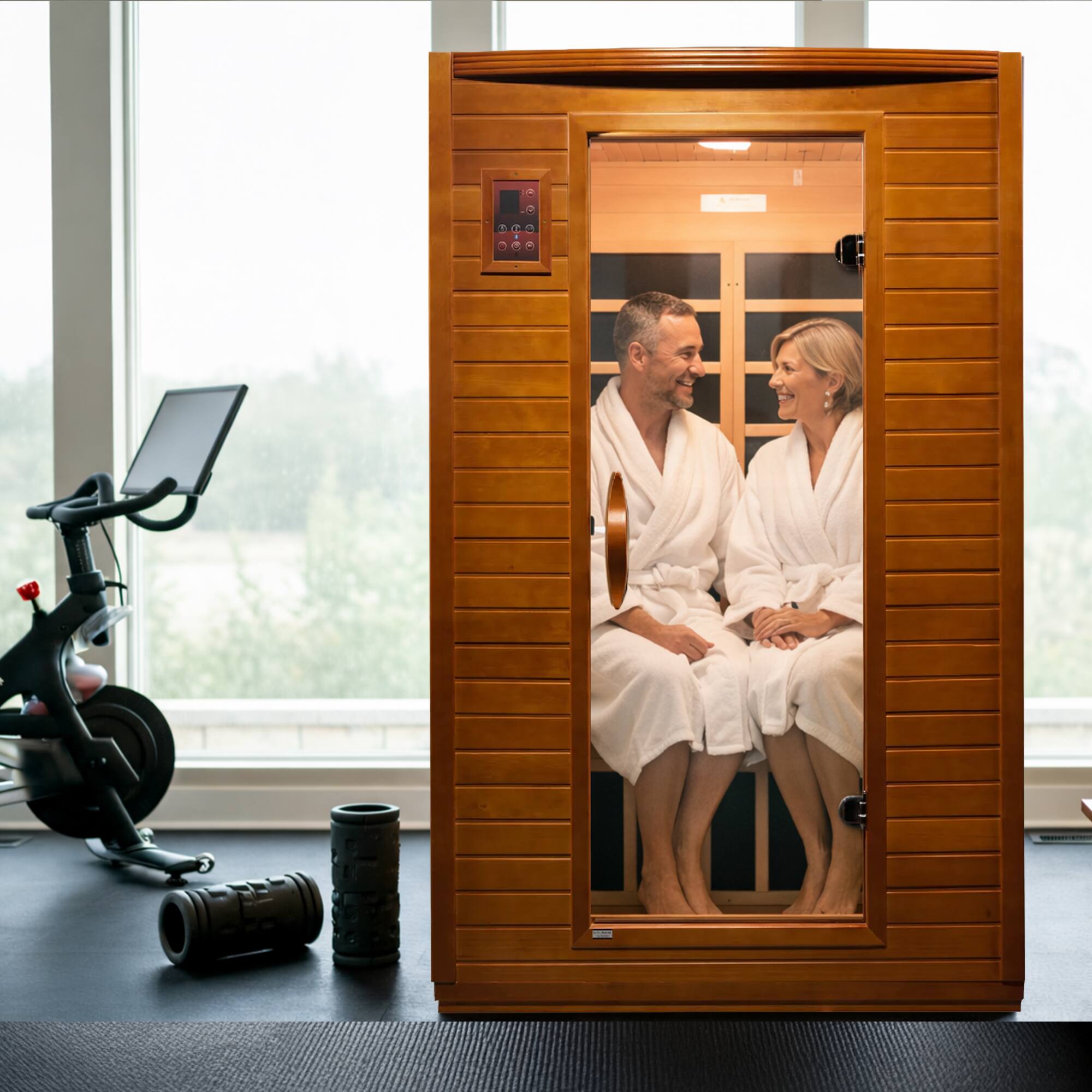 Alt View 6. Dynamic Saunas - Dynamic Saunas Andora 2-Person Low EMF FAR Infrared Sauna, Canadian Hemlock Wood - Natural Wood.
