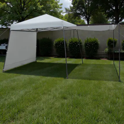 Front. Hivvago - Quick Setup 10x10 Ft Folding Canopy with Side Panels and Dual Awnings - Gray.
