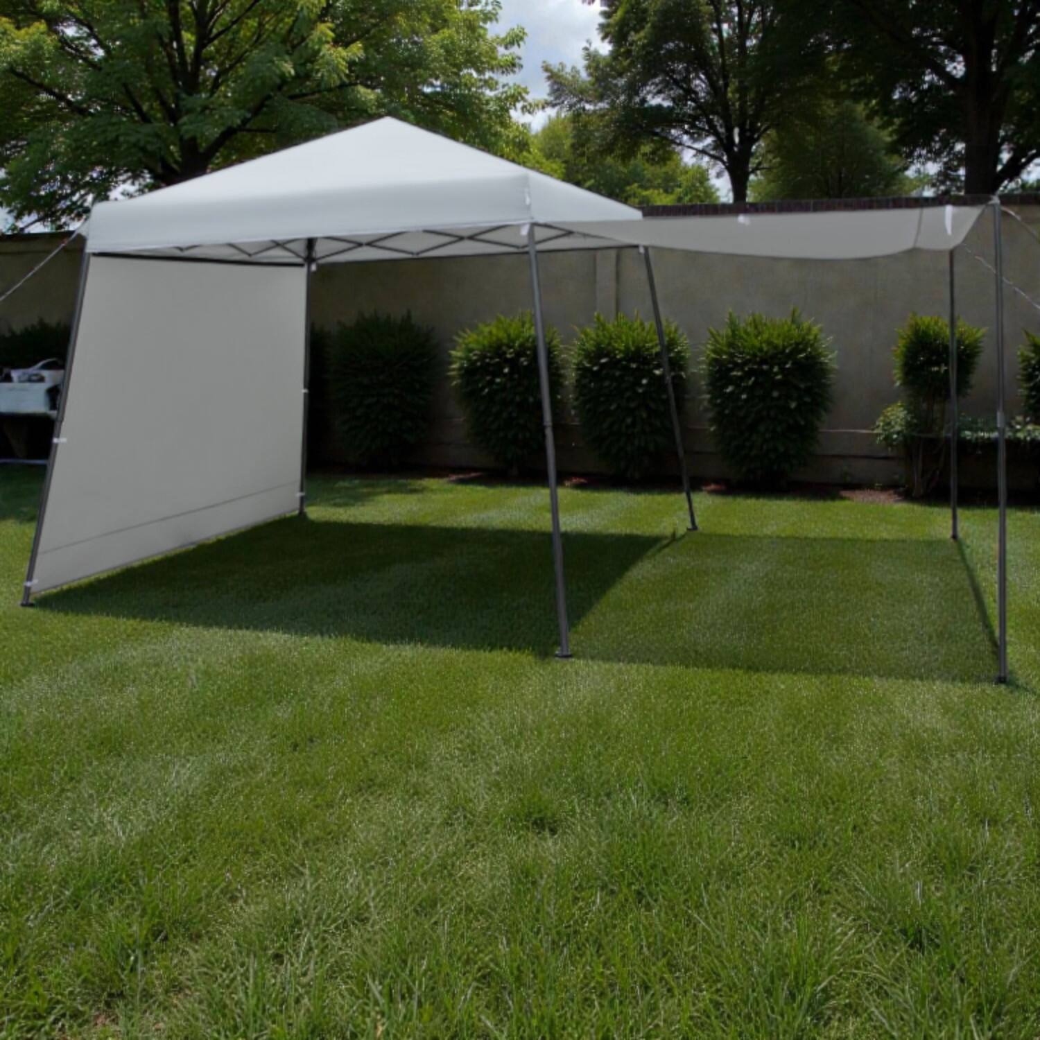 Front. Hivvago - Quick Setup 10x10 Ft Folding Canopy with Side Panels and Dual Awnings - Gray.