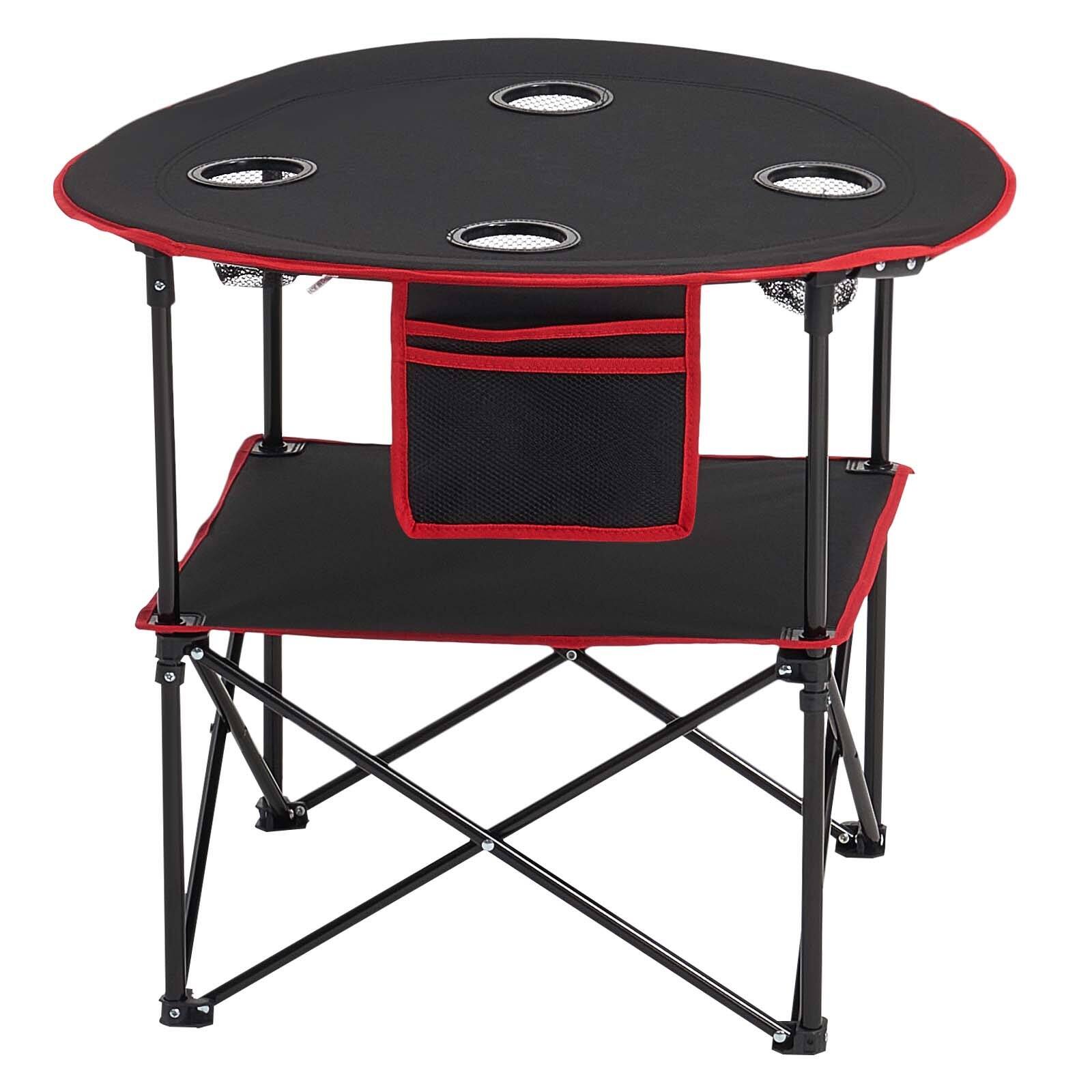 Alt View 10. Glintex - Camping Table, Portable Folding Camping Desk with 4 Cup Holders, Waterproof Fabric, Carry Bag for Picnic - Black.