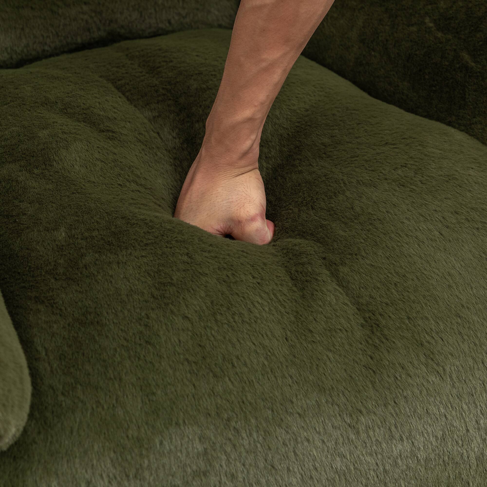 Alt View 6. GOODSILO - Comfy Bean Bag Chair with Back Support & Footstool | Soft Faux Fur Floor Sofa for Adults & Kids - Green.