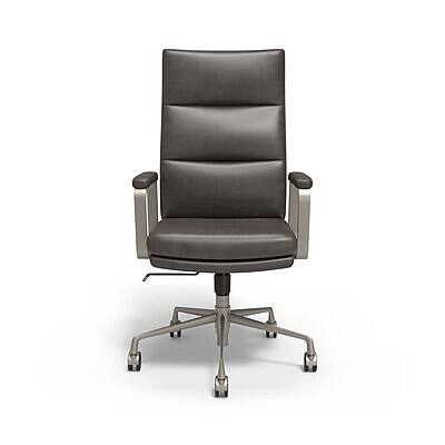 Alt View 1. Staples - Staples® Shelton Ergonomic Leather Swivel Manager Chair, Gray (HG-70081) - Gray.