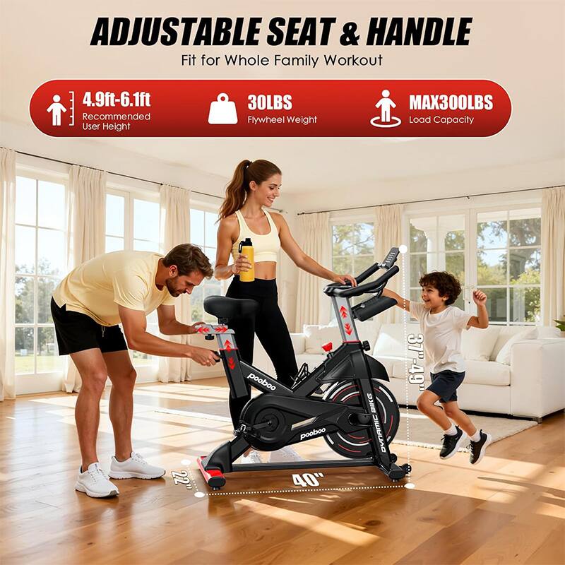 ADJUSTABLE SEAT & HANDLE  
Fit for Whole Family Workout  

4.9ft-6.1ft  
Recommended User Height  

30LBS  
Flywheel Weight  

MAX300LBS  
Load Capacity  

22"  

37"-49"