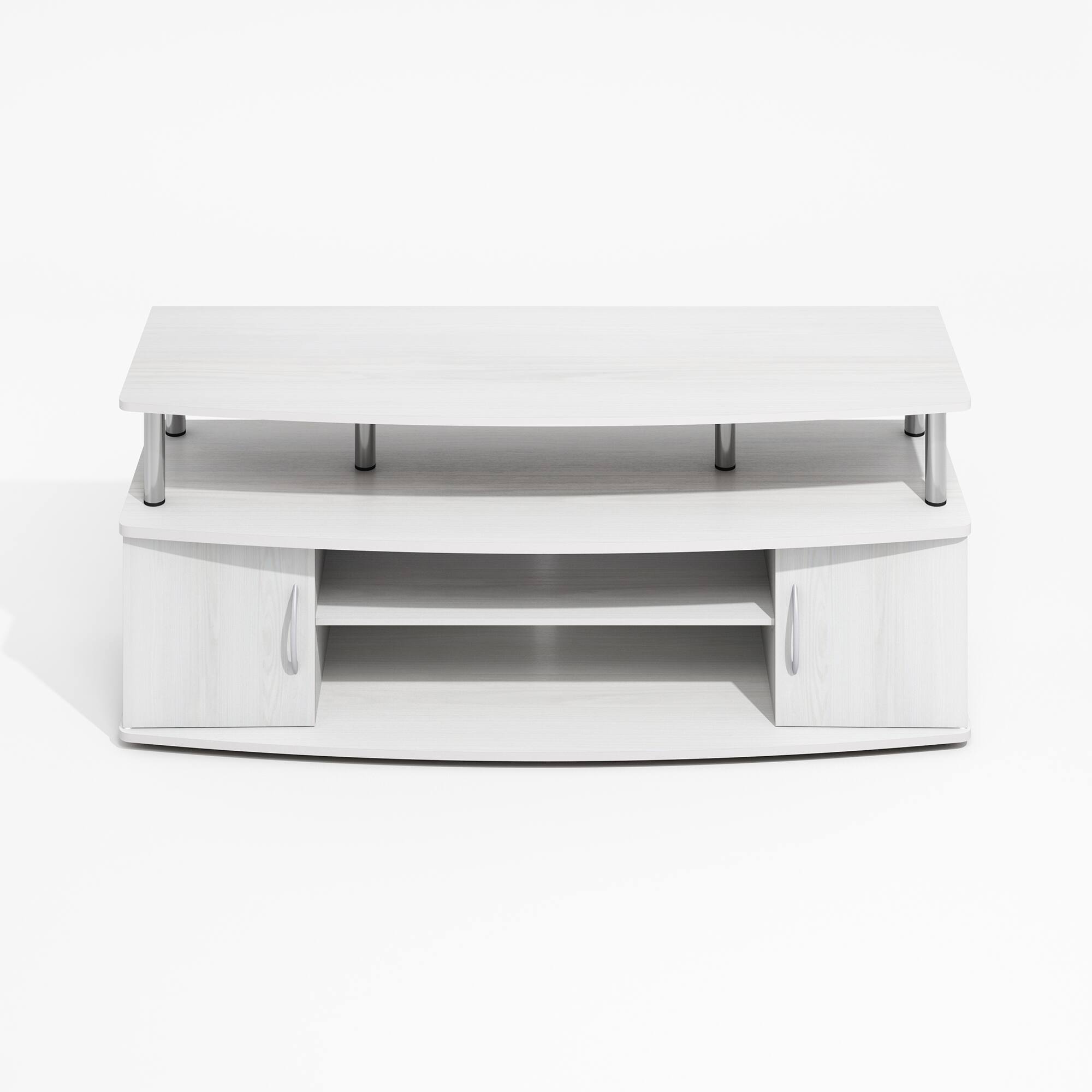 Alt View 2. Furinno - JAYA Large Entertainment Center Hold up to 55-IN TV, Stainless Steel Tubes - White Wood/Stainless Steel.