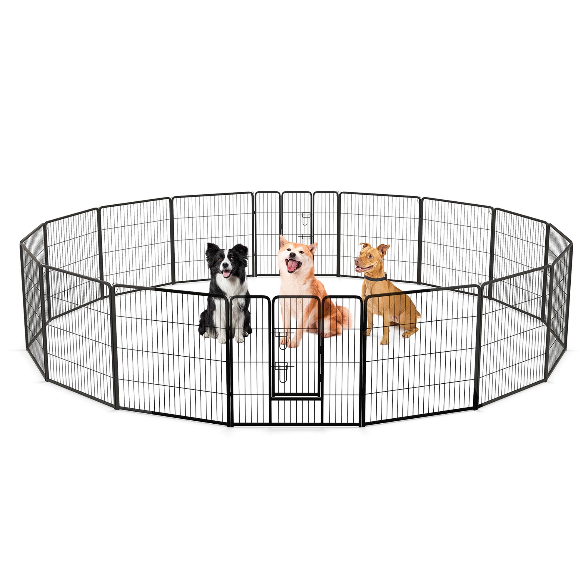 Alt View 9. Gymax - Gymax 16 Panel 32'' Height Pen Fence w/ Lock Indoor Outdoor Foldable Fencing Gate.