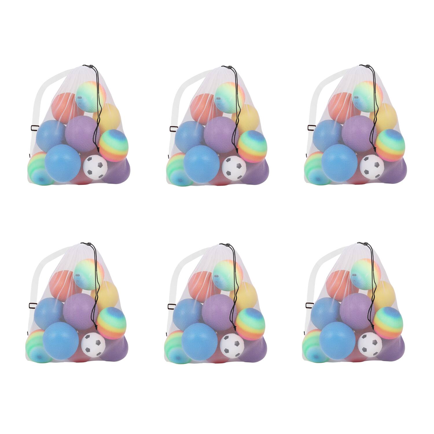 Front. GSE Games & Sports Expert - 30" x 40" Extra-Large Mesh Sports Ball Drawstring Bag with Adjustable Shoulder Strap(White,6-Pack) - white.