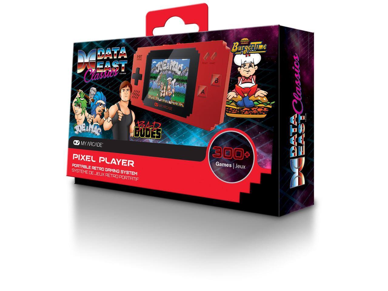DATA EAST Classics  
BurgerTime  
Joe & Mac  
Bad Dudes  
My Arcade Pixel Player  
300+ Games | Jeux  
Portable Retro Gaming System | Système de Jeux Retro Portable