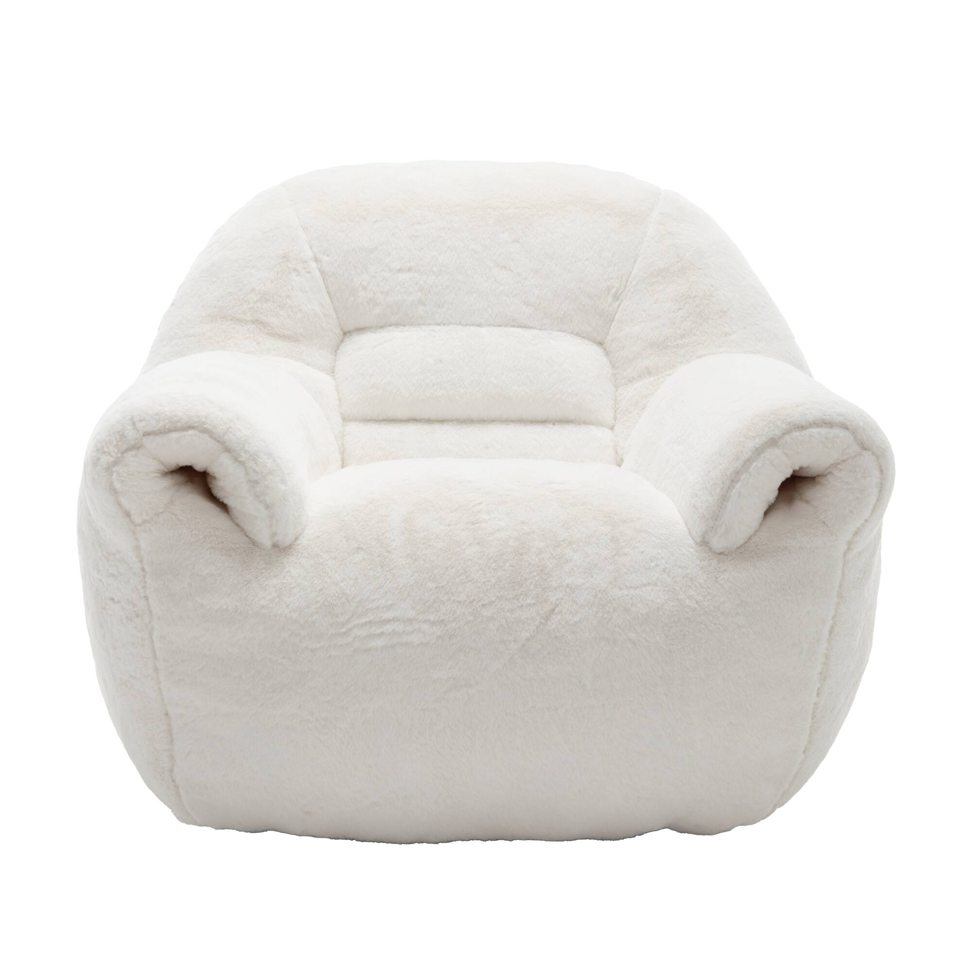Alt View 7. GOODSILO - Comfy Bean Bag Chair with Back Support - Faux Fur Stuffed Floor Sofa for Living Room, Bedroom, Apartment - White.