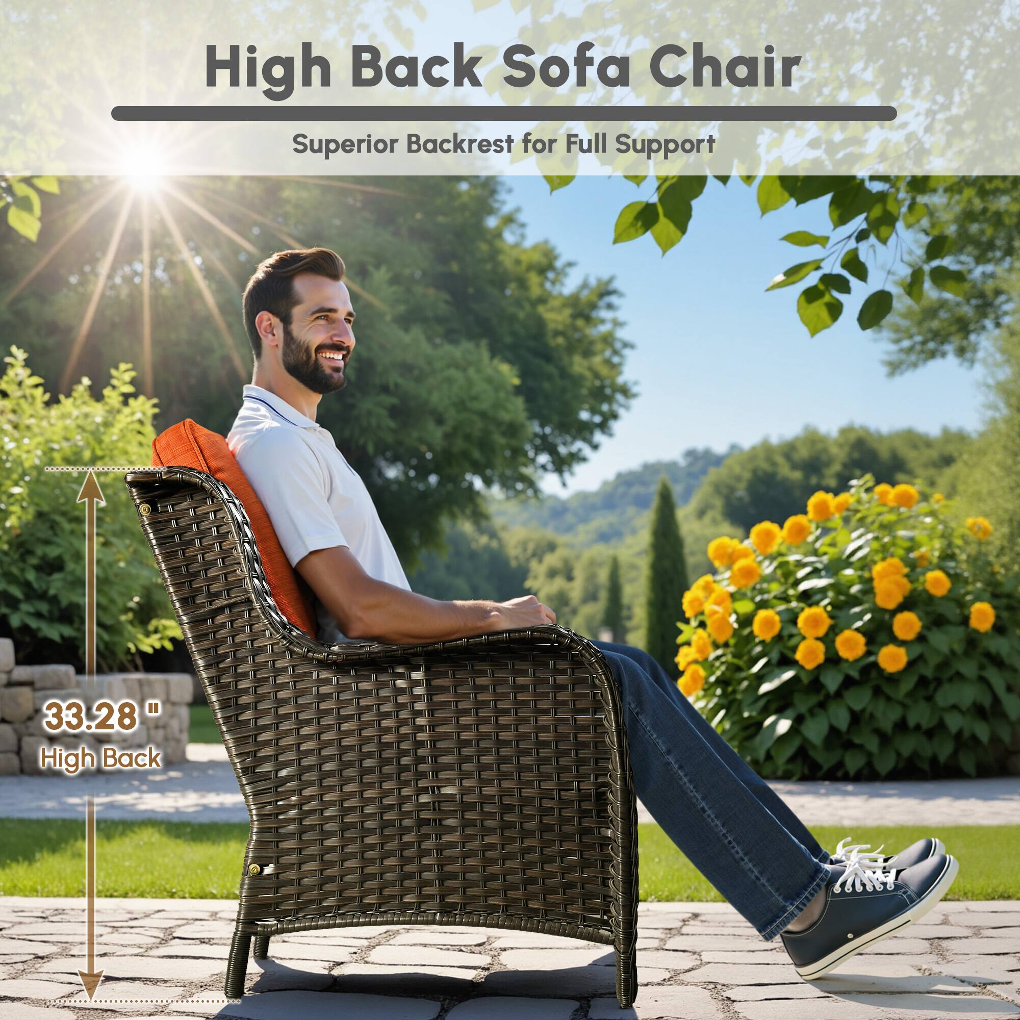 High Back Sofa Chair  
Superior Backrest for Full Support  

33.28" High Back