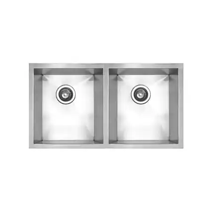 Front. Whitehaus - Brushed Stainless Steel Chefhaus Series Double Bowl Undermount Sink - Silver.