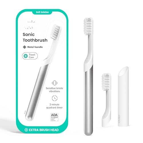Cozy Serene - Sonic Toothbrush For Adults With Timer - Includes Extra Brush Head And Travel Cover Mount Electric - Silver-1 Count (Pack of 1)