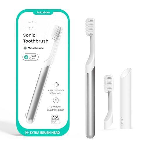 Cozy Serene - Sonic Toothbrush For Adults With Timer - Includes Extra Brush Head And Travel Cover Mount Electric - Silver-1 Count (Pack of 1)