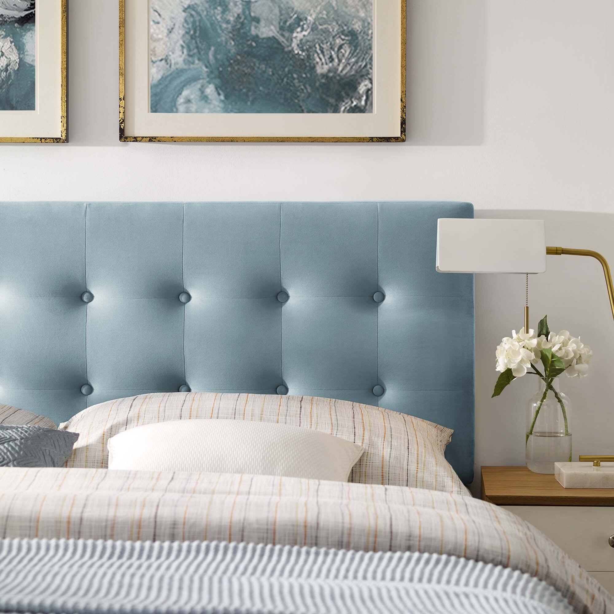 Alt View 4. Modway - Emily Biscuit Tufted Performance Velvet Queen Headboard by Modway - Blue.