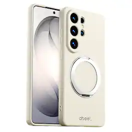 UUCOVER - For Samsung Galaxy S26 Ultra Case Shockproof Liquid Silicone Compatible with MagSafe 360° Rotating Ring Stand Cover - Beige