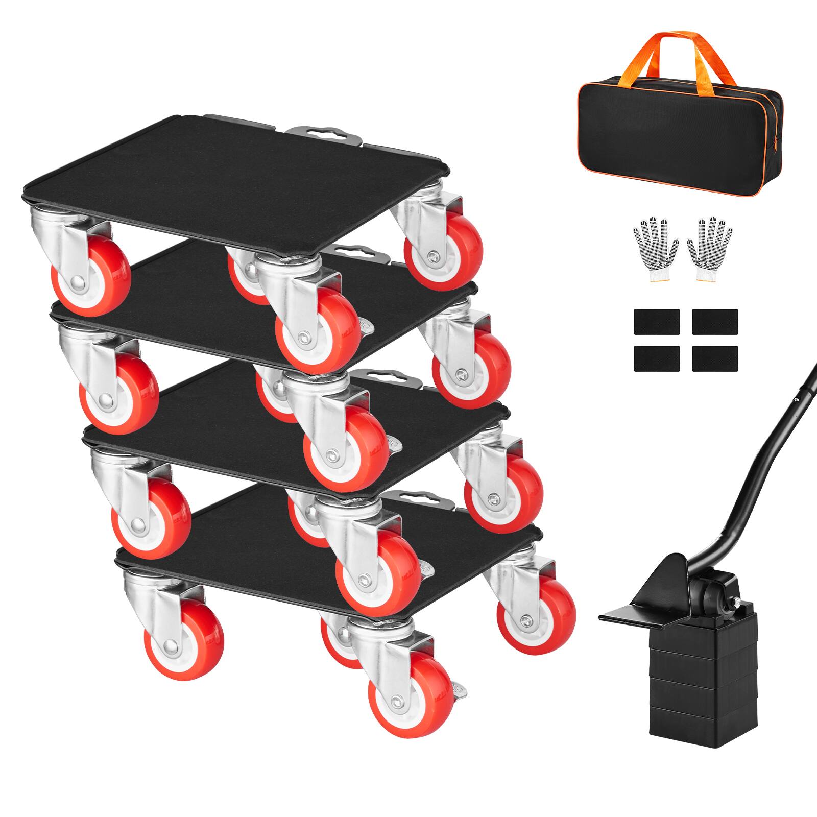 Alt View 5. VEVOR - Furniture Dolly, Maximum Load 3474 lbs, Heavy Duty Furniture Movers with 5 360° Rotation Wheels - Black.