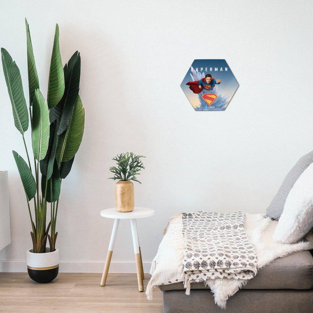 Angle. Trend Setters - Superman (2025) (Superman's Fortress) 11.5" X 10" KNEXAGON Wood Print - Multicolor.