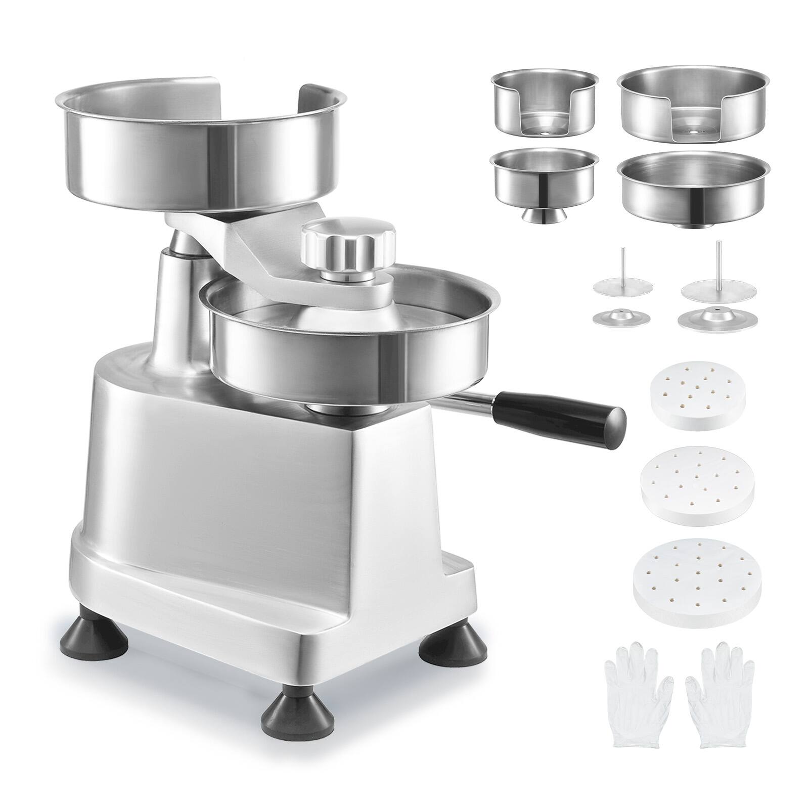 Alt View 5. VEVOR - Commercial Burger Patty Maker, Hamburger Beef Patty Maker with 3 Convertible Mold(4/5/6-inch) - Silver.