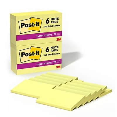 "Post-it - Super Sticky Notes, 3"" x 5"", Canary Collection, 90 Sheet/Pad, 12 Pads/Pack (65512SSCY) - Canary Yellow" price history on PriceWatchPro